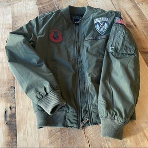 Army Green Bomber with Patches High Fashion